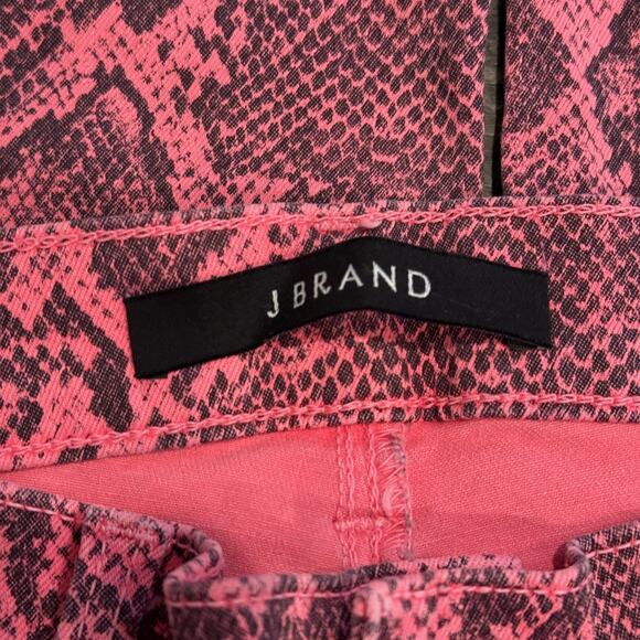 J Brand Jean Women 26 Neon Pink Boa Photo Ready Mid Rise Skinny Animal Print NEW - Picture 5 of 16